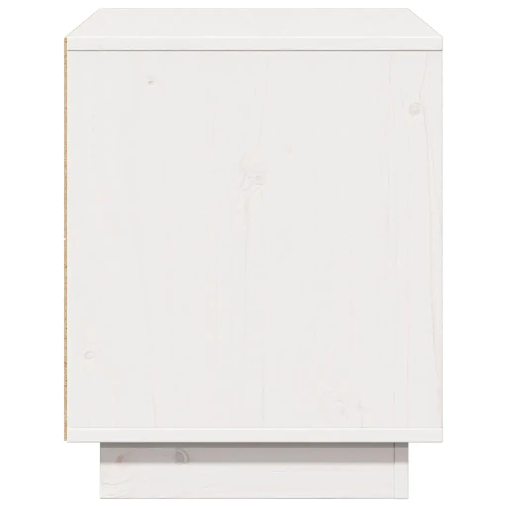 Pine Wood TV Cabinet White 74x35x44cm Storage Unit Living Room Furniture