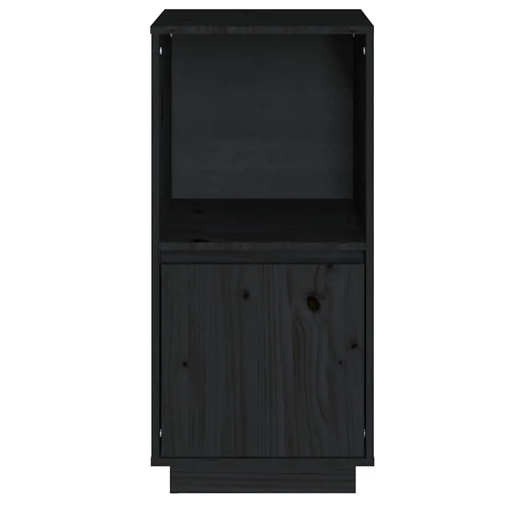 Black Sideboard Cabinet Solid Pine Wood 38W x 35D x 80H cm Modern Living Room Storage