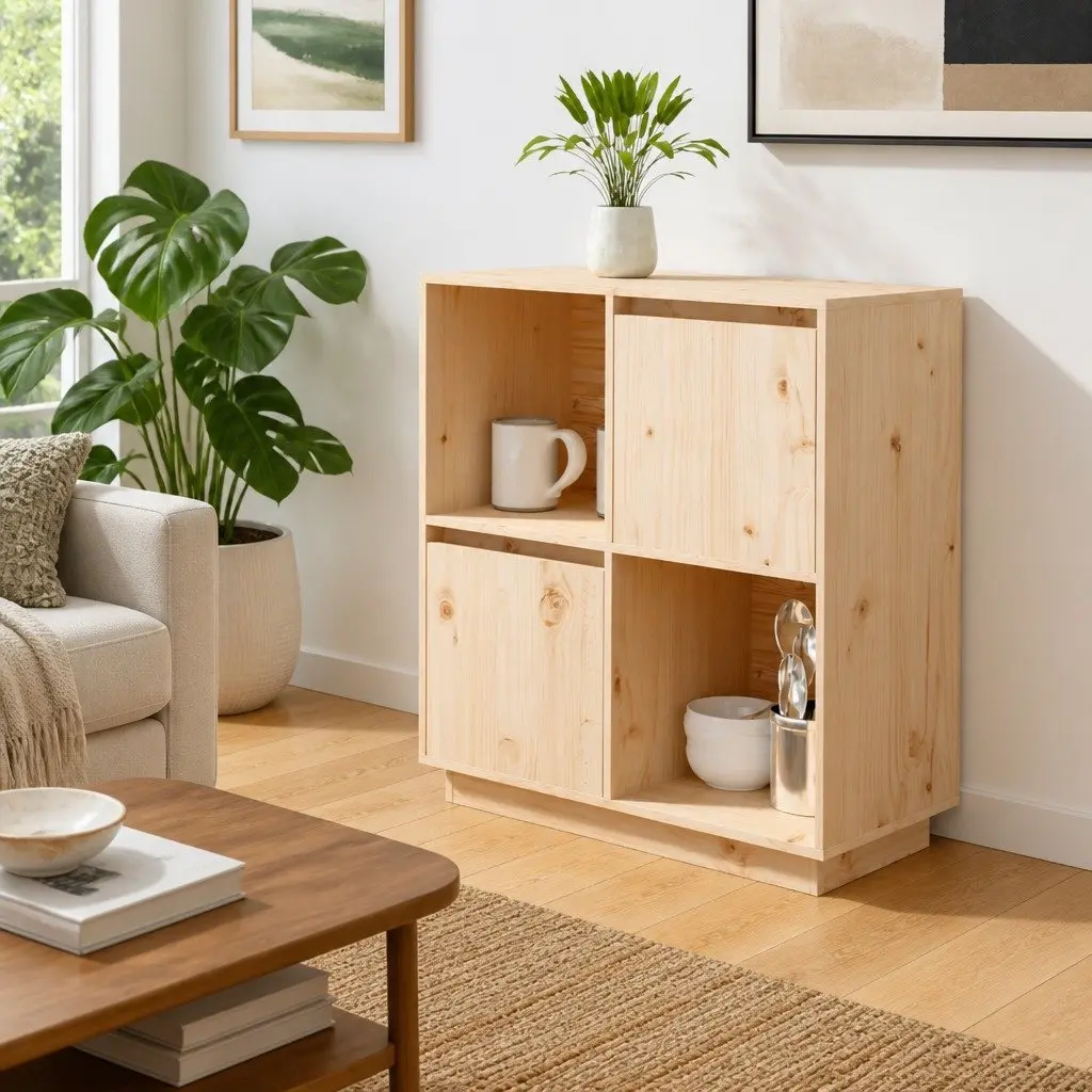Solid Wood Pine Sideboard 74x35x80cm