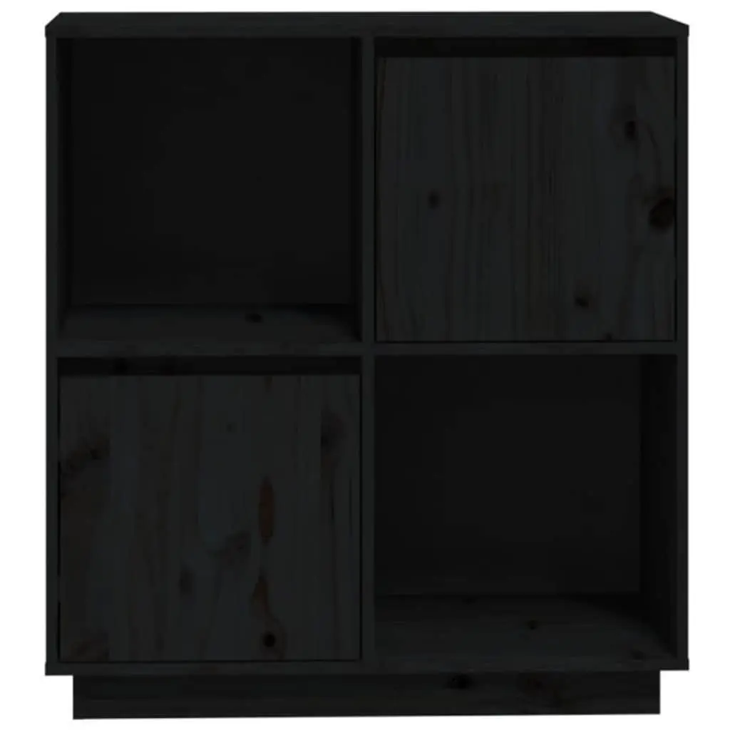 Sideboard Black 74x35x80 cm Storage Cabinet Solid Wood Pine 2 Doors Compartments