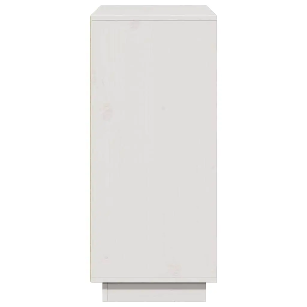 White Sideboard 110.5x35x80cm Solid Pine Wood Cabinet 3 Doors Storage Furniture