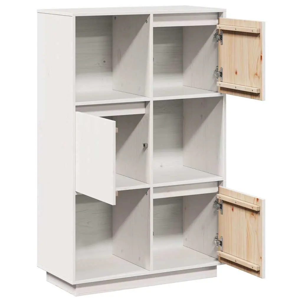 Highboard White Solid Pine Wood Storage Cabinet Sideboard Cupboard 74x35x117cm