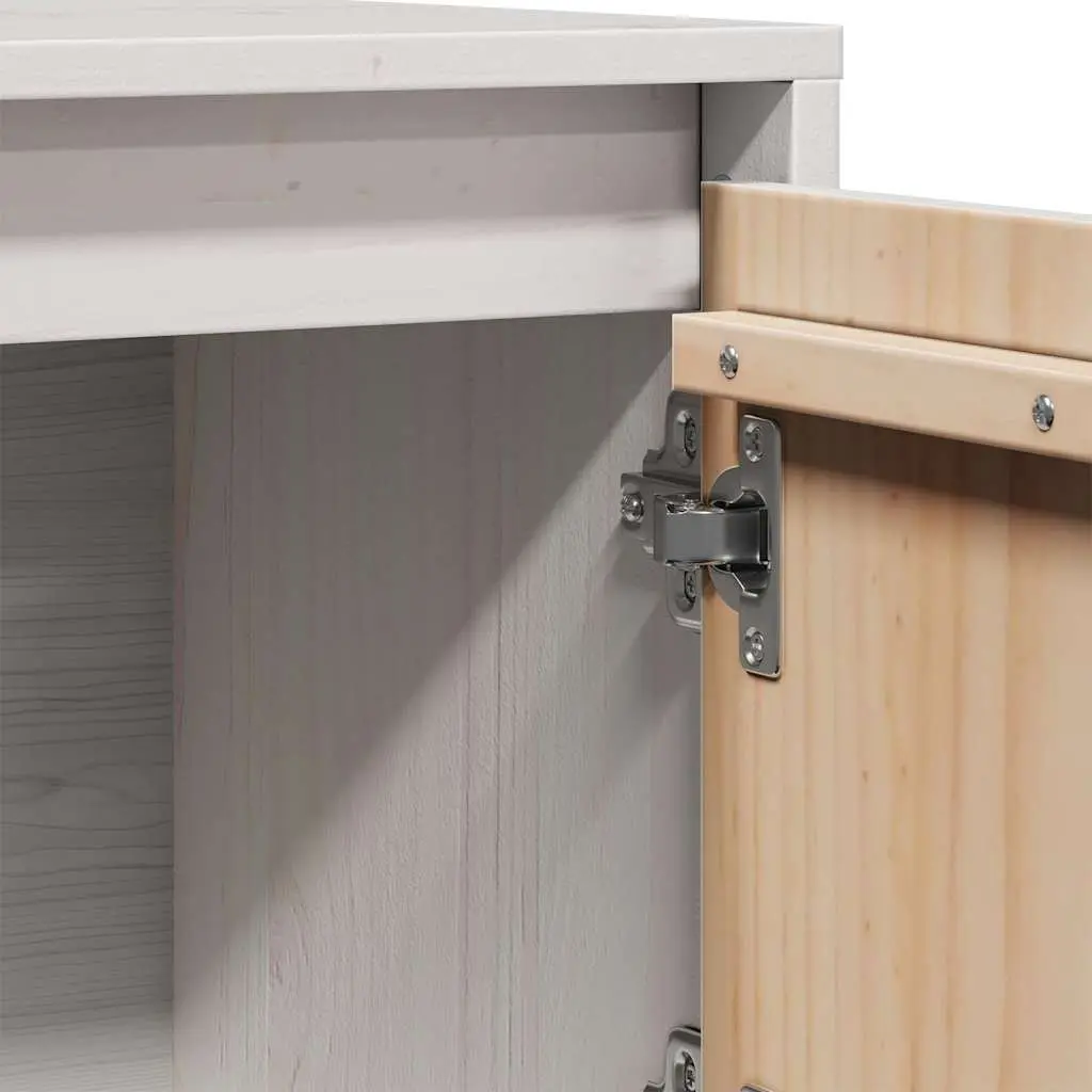 Highboard White Solid Pine Wood Storage Cabinet Sideboard Cupboard 74x35x117cm