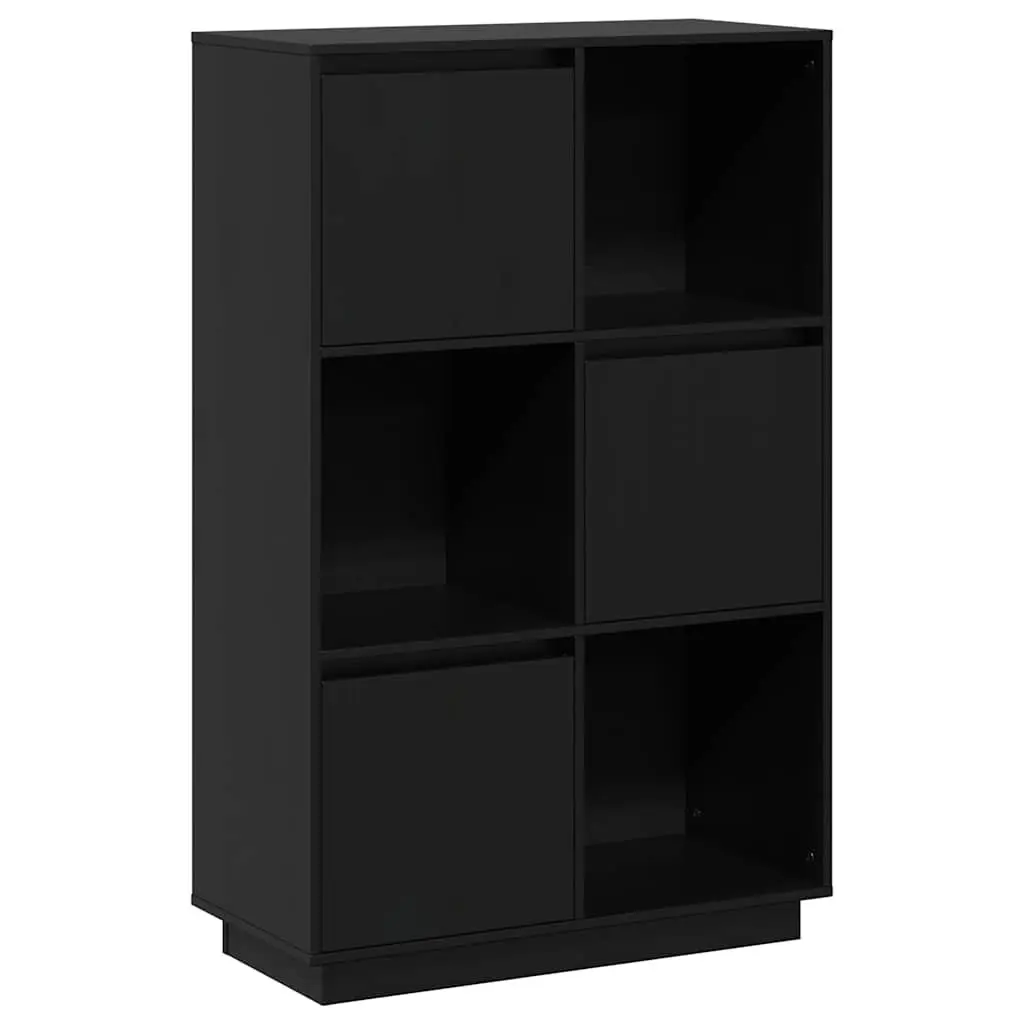 Solid Wood Pine Highboard Storage Cabinet 74W x 35D x 117H cm Black