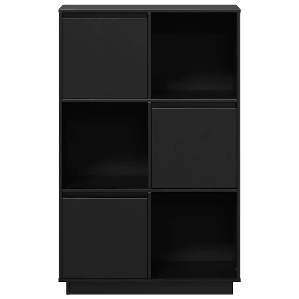 Solid Wood Pine Highboard Storage Cabinet 74W x 35D x 117H cm Black