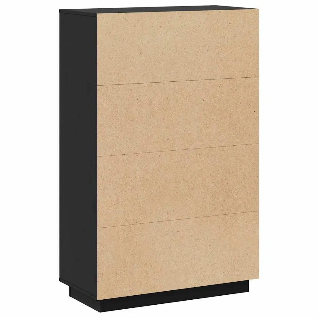 Solid Wood Pine Highboard Storage Cabinet 74W x 35D x 117H cm Black