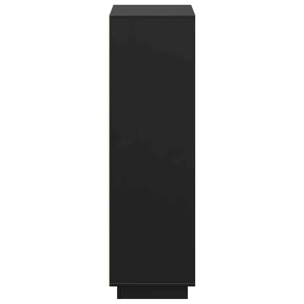 Solid Wood Pine Highboard Storage Cabinet 74W x 35D x 117H cm Black