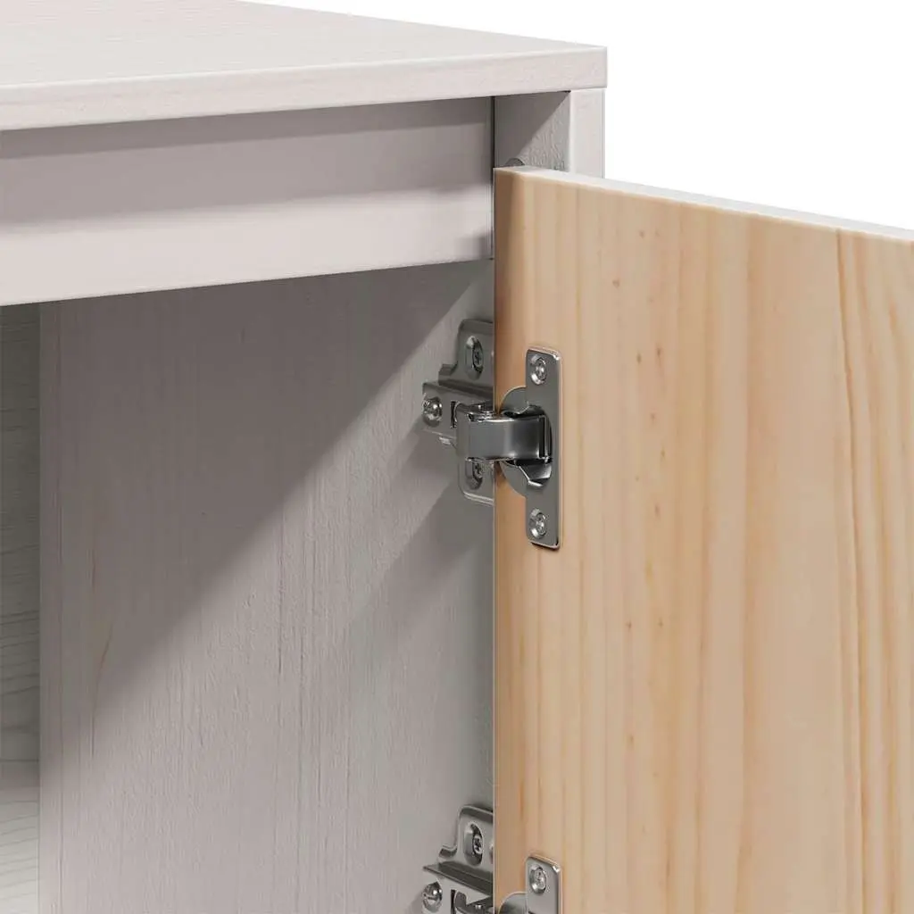 Highboard Cabinet Solid Pine Wood 5-Door Storage 110.5W x 35D x 117H cm White