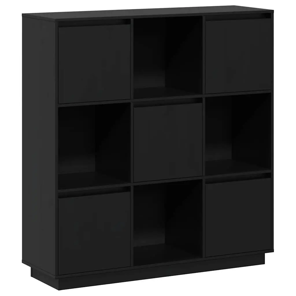 Highboard Solid Pine Wood 110.5x35x117 cm Black Storage Cabinet with 5 Doors