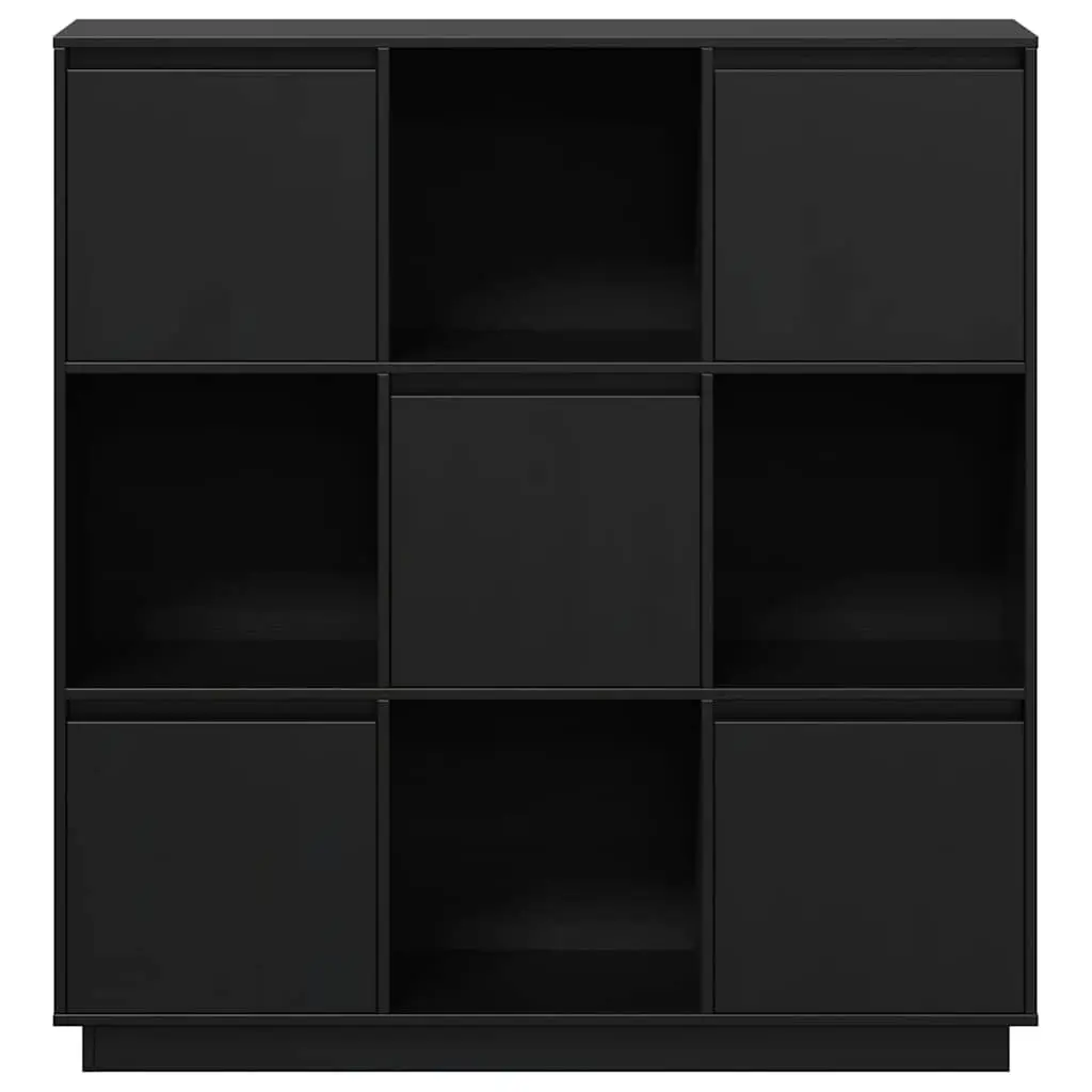 Highboard Solid Pine Wood 110.5x35x117 cm Black Storage Cabinet with 5 Doors