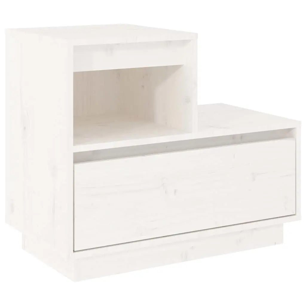 White Bedside Cabinets Solid Pine Wood 60x34x51 cm Storage Nightstand 2 Piece