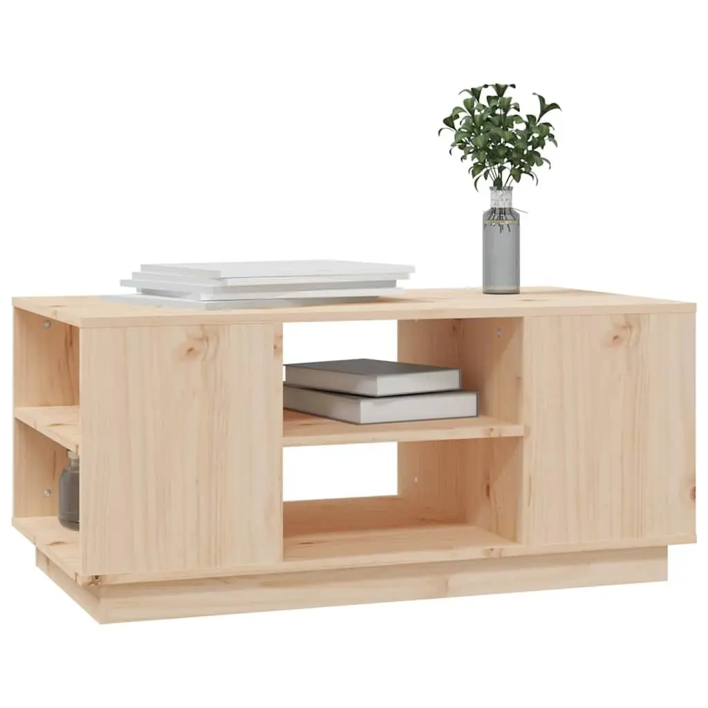 Coffee Table Solid Pine Wood Brown 90x49x40.5cm with Storage Compartments