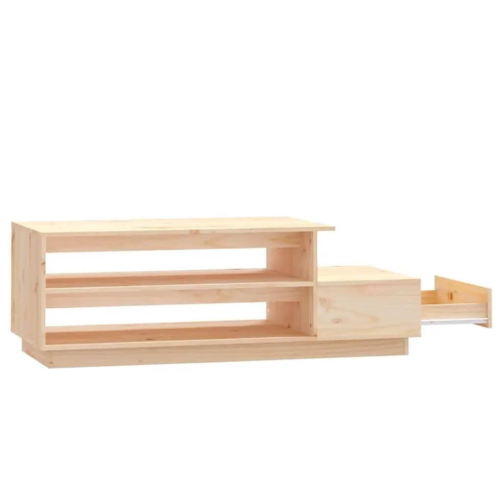Coffee Table Solid Pine Wood Brown 120cm x 50cm x 40.5cm With Storage Drawer and Compartments