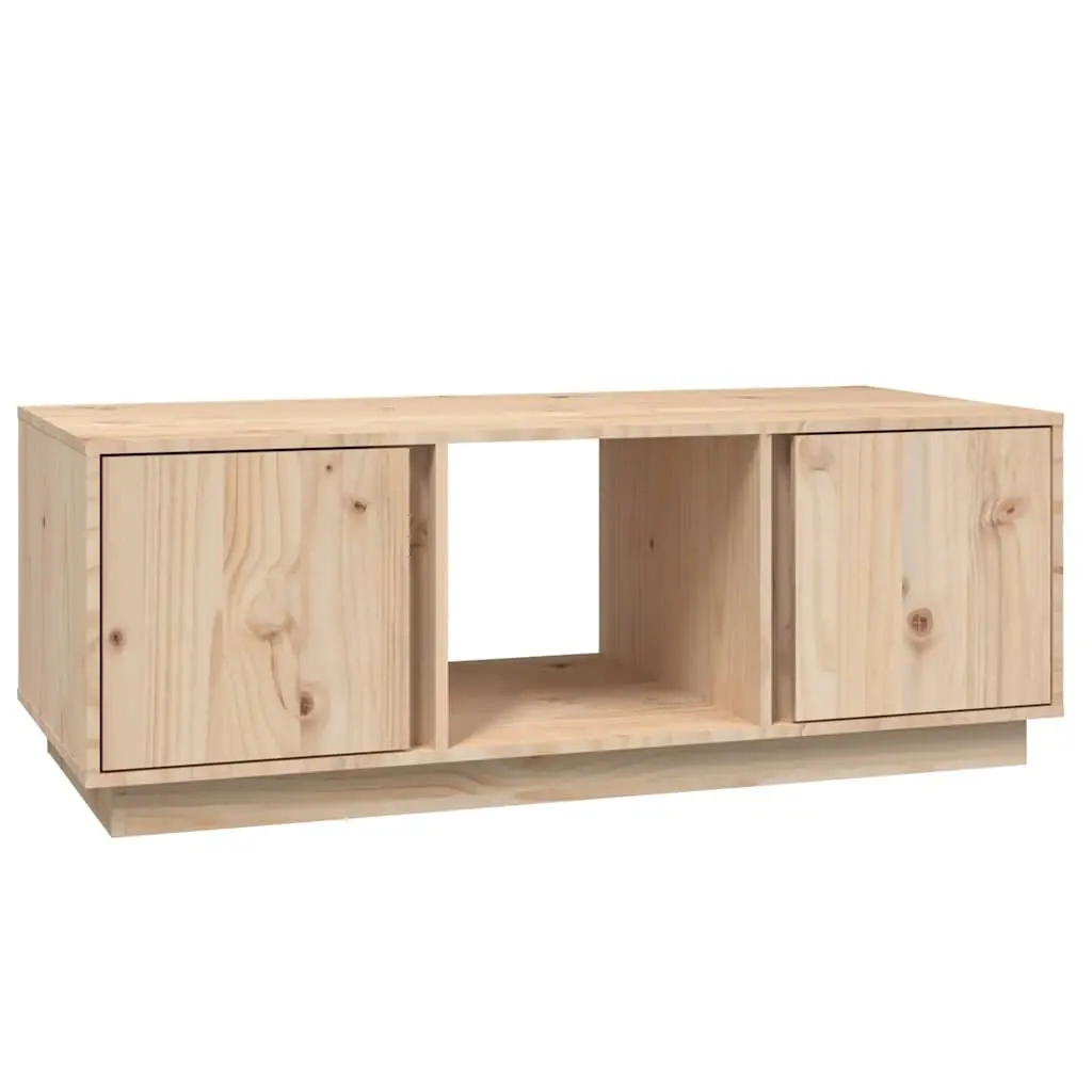 Coffee Table Solid Pine Wood Brown 110x50x40cm with 2 Doors and 3 Storage Compartments