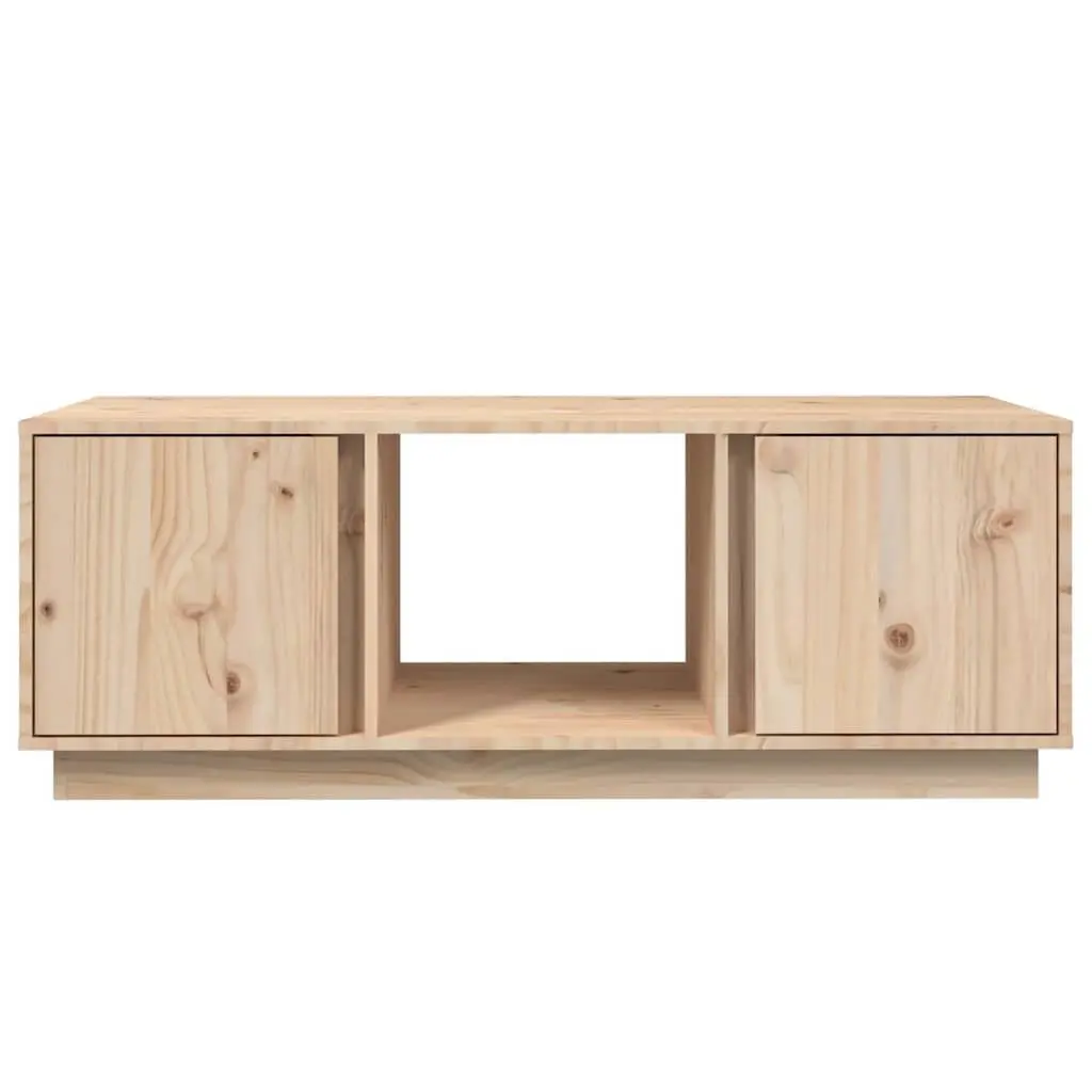 Coffee Table Solid Pine Wood Brown 110x50x40cm with 2 Doors and 3 Storage Compartments