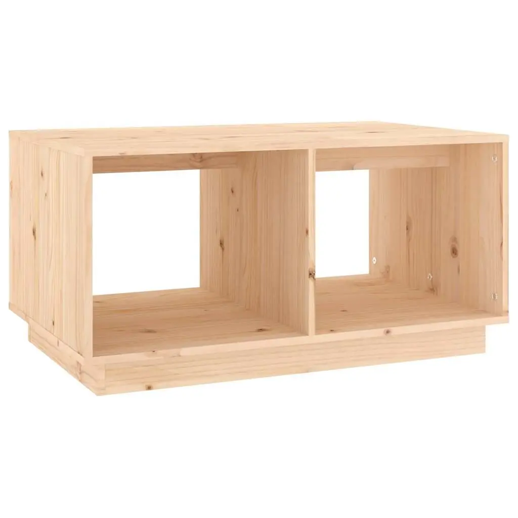 Brown Coffee Table Solid Pine Wood 80x50x40cm with Storage Compartments for Living Room