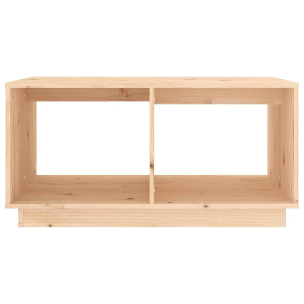 Brown Coffee Table Solid Pine Wood 80x50x40cm with Storage Compartments for Living Room