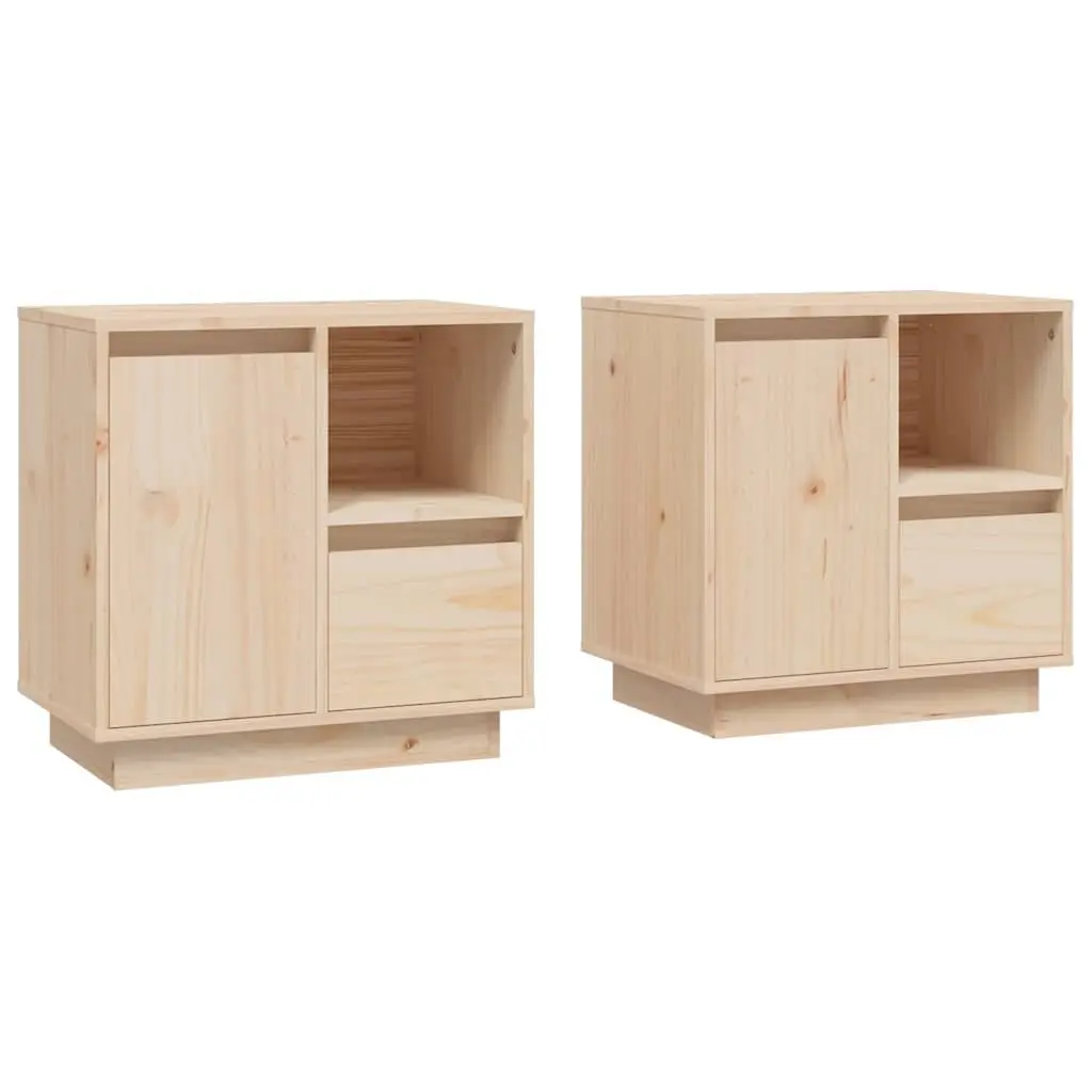 Bedside Cabinets 2 pcs Solid Wood Storage Nightstand Side Table Brown
