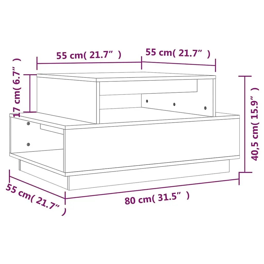 Coffee Table 80x55x40.5 cm Solid Pine Wood Brown Accent Living Room Furniture