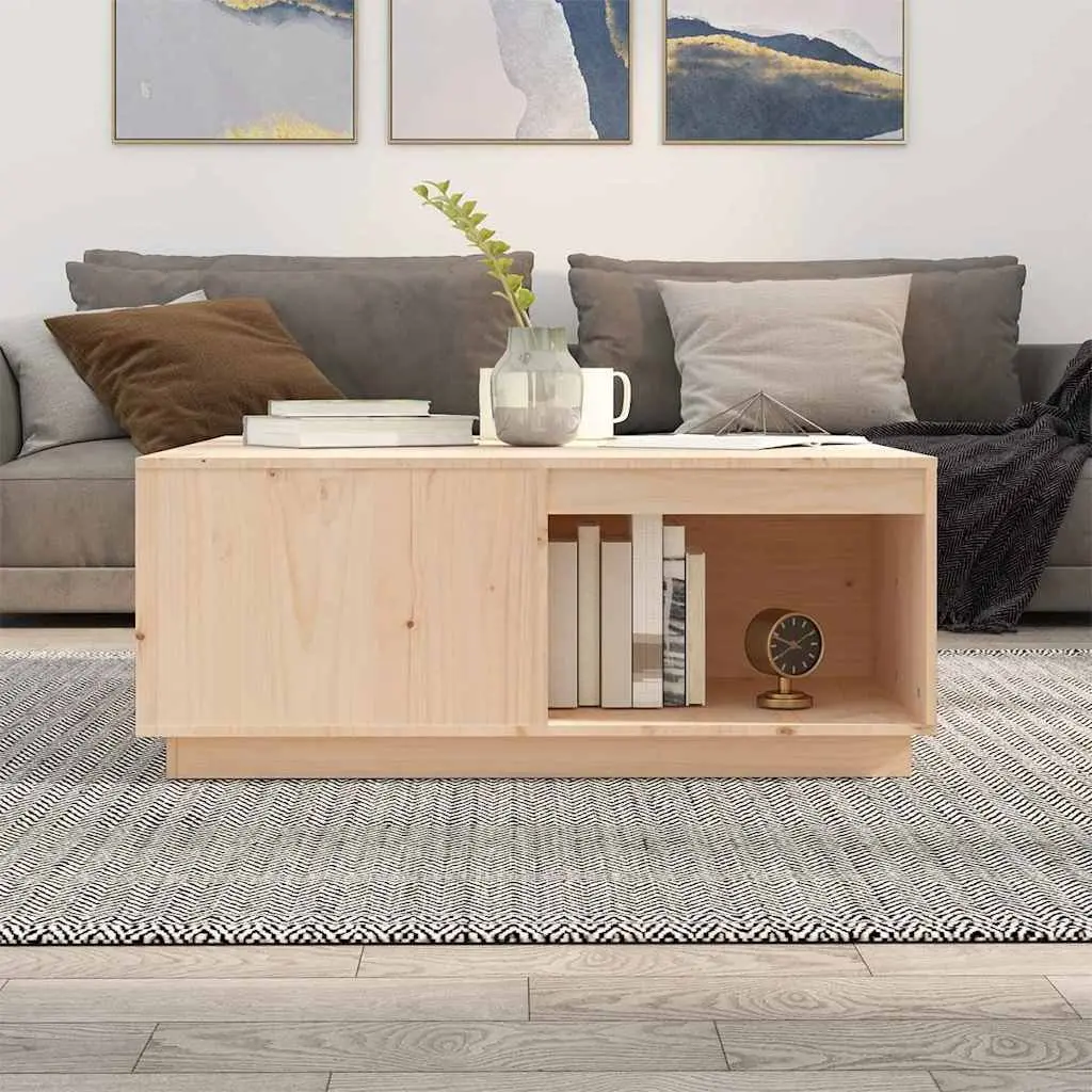 Coffee Table Solid Pine Wood 100x101x40.5cm Brown Storage Accent Furniture
