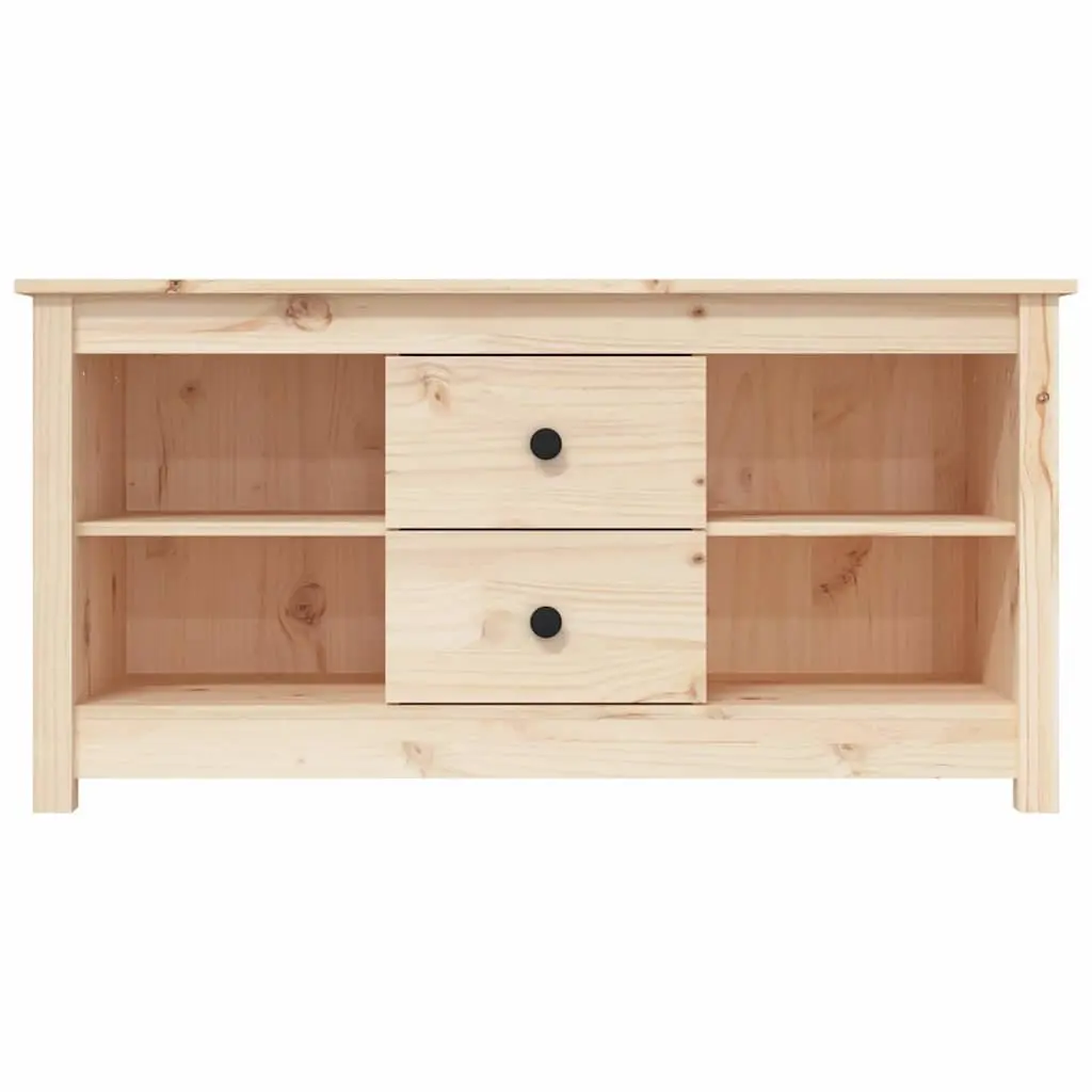 Brown TV Cabinet Solid Pine Wood Storage Unit with 2 Drawers and 4 Open Compartments 103x36.5x52 cm