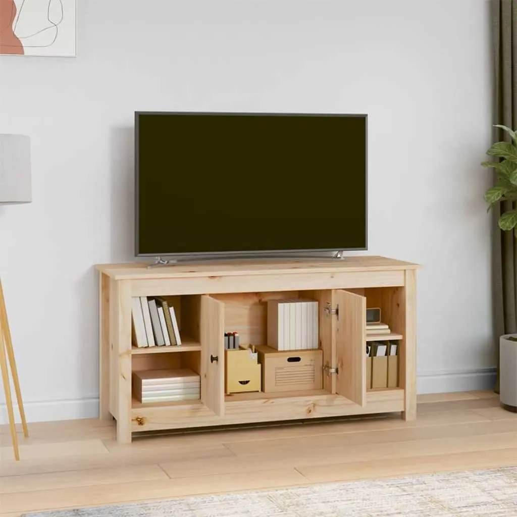 TV Cabinet 103x36.5x52 cm Wooden Storage Unit with Doors Open Shelves Brown