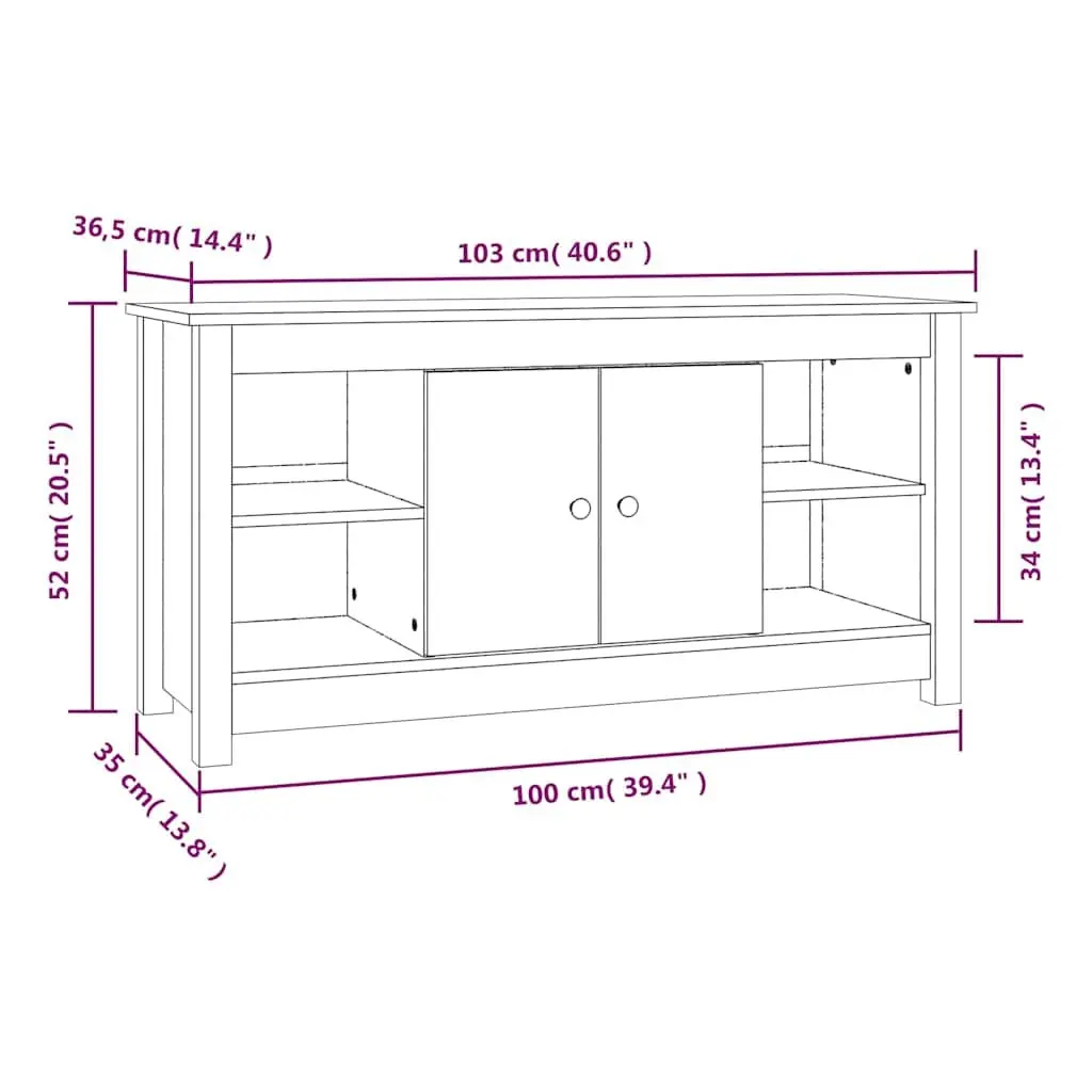 TV Cabinet 103x36.5x52 cm Wooden Storage Unit with Doors Open Shelves Brown