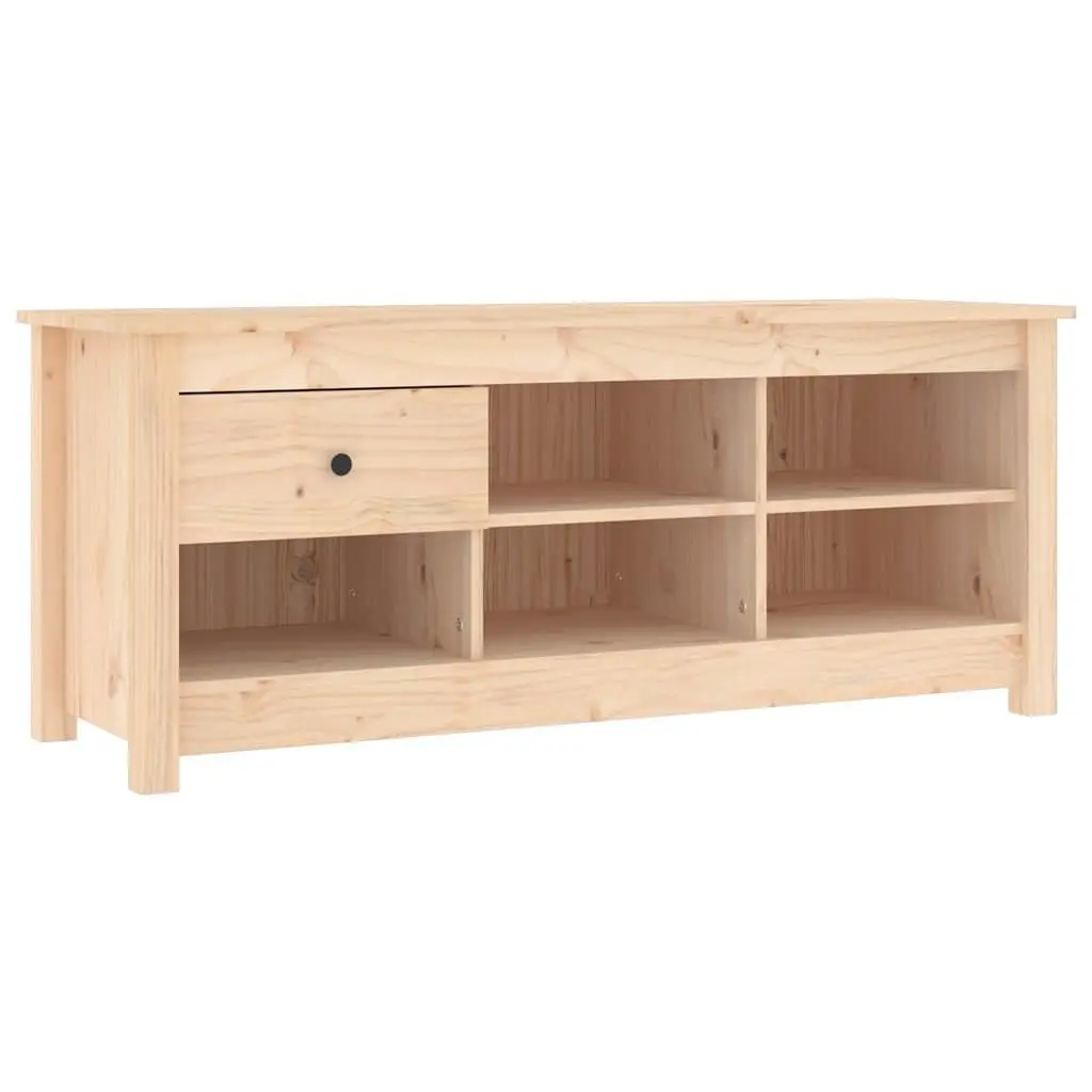 Shoe Storage Cabinet Brown Solid Pine Wood 110x38x45.5 cm Organiser with 5 Compartments and Drawer