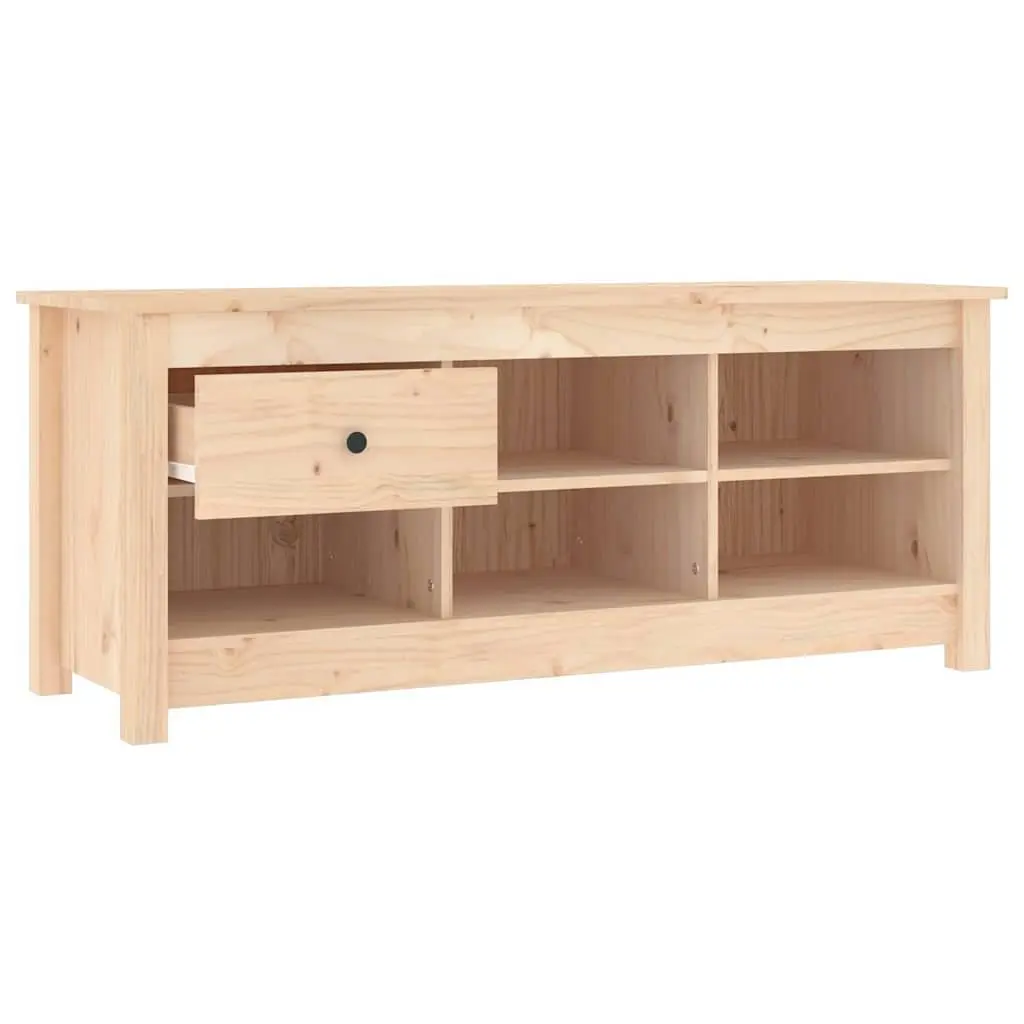 Shoe Storage Cabinet Brown Solid Pine Wood 110x38x45.5 cm Organiser with 5 Compartments and Drawer