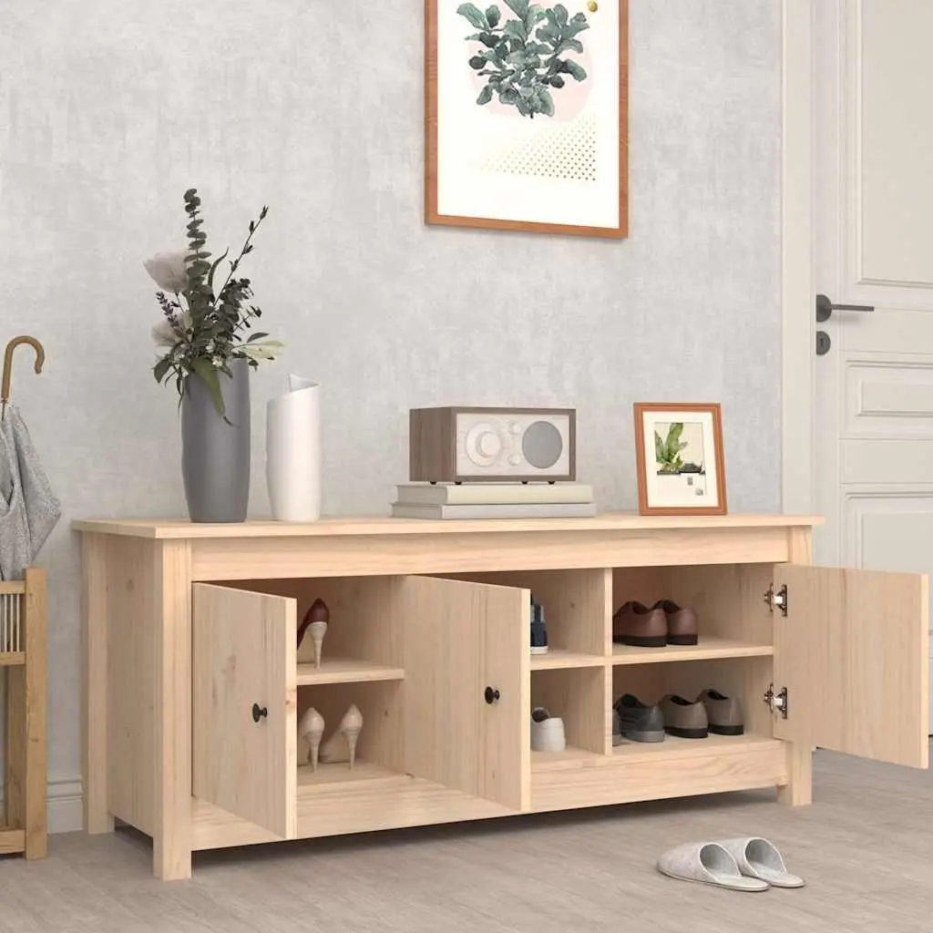 Wooden Shoe Cabinet 110x38x45.5cm Brown Solid Pine Storage Rack Organiser