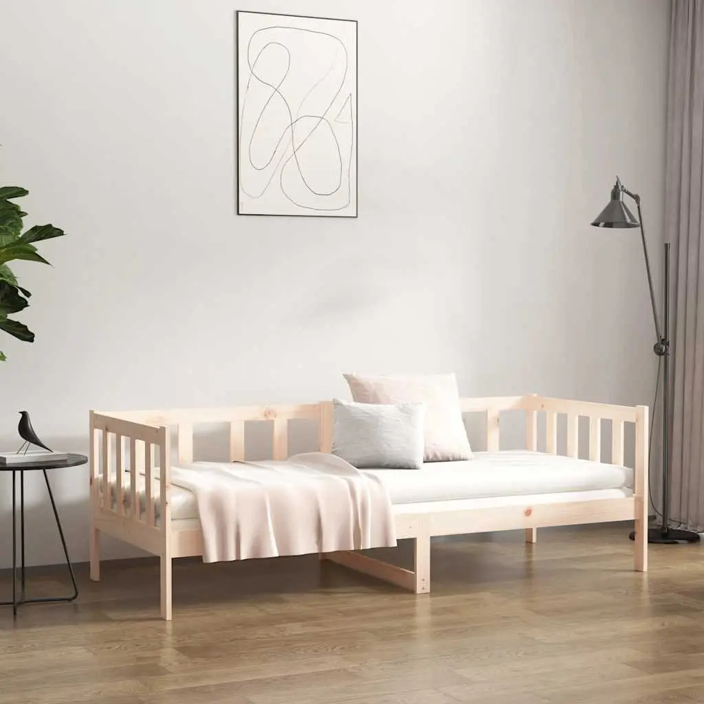 Day Bed Wooden Frame Pine Wood 90x190 cm Brown