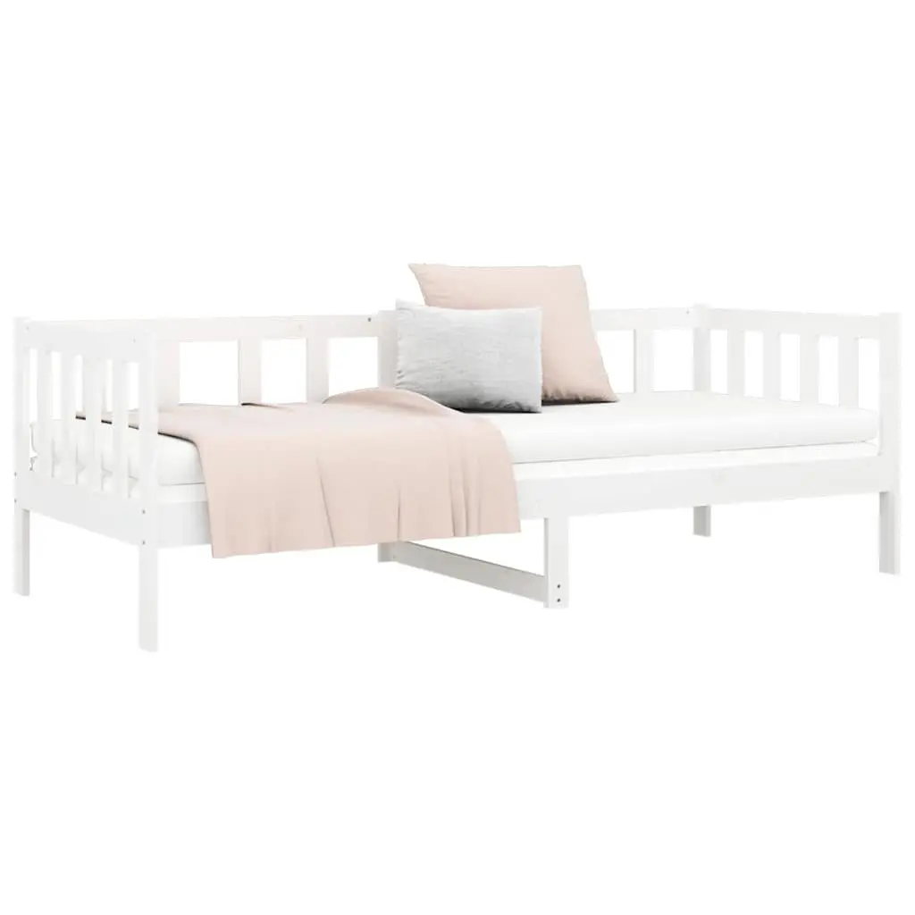 Day Bed Solid Pine Wood Frame Slatted Base 90x190 cm White