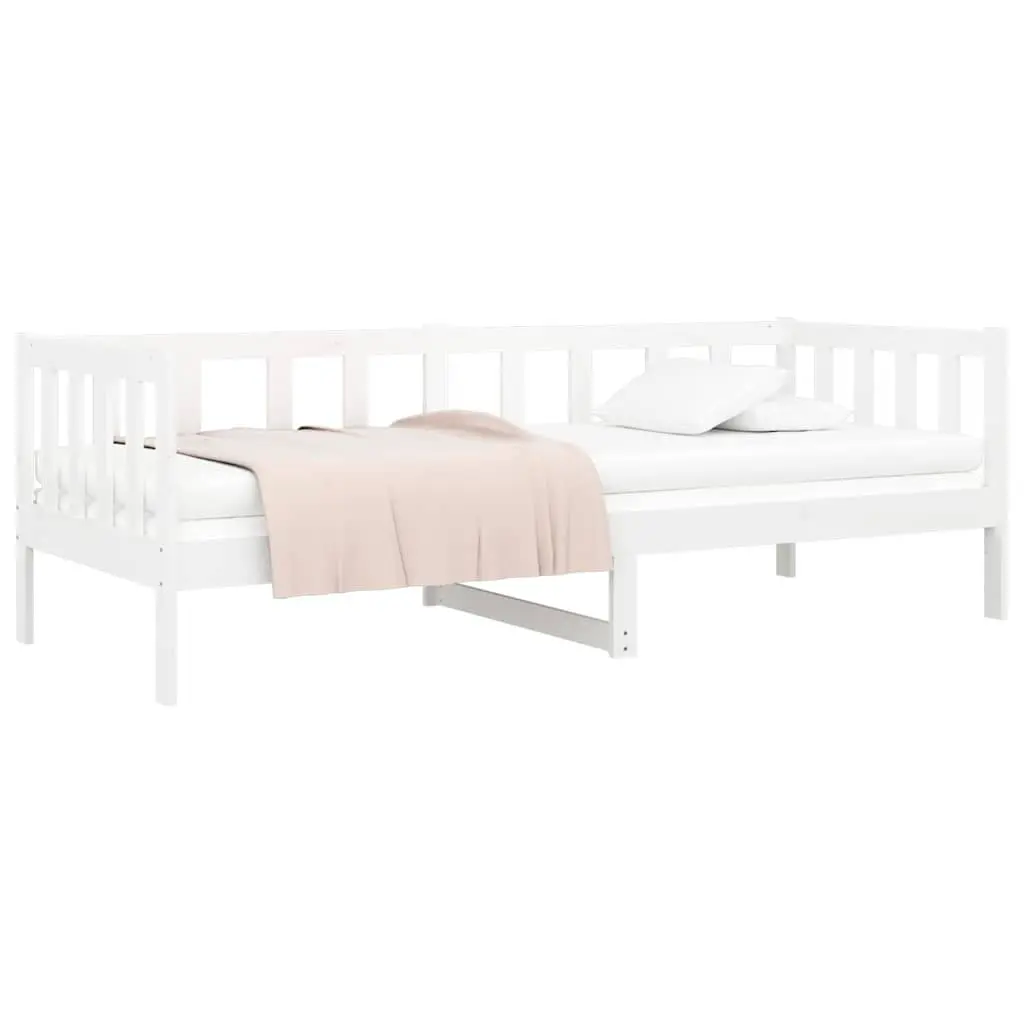 Day Bed Solid Pine Wood Frame Slatted Base 90x190 cm White