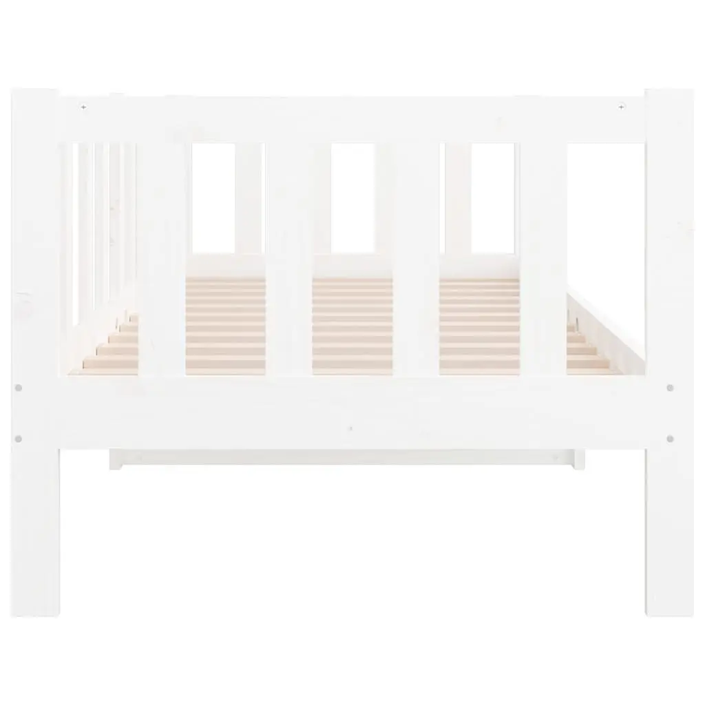 Day Bed Solid Pine Wood Frame Slatted Base 90x190 cm White