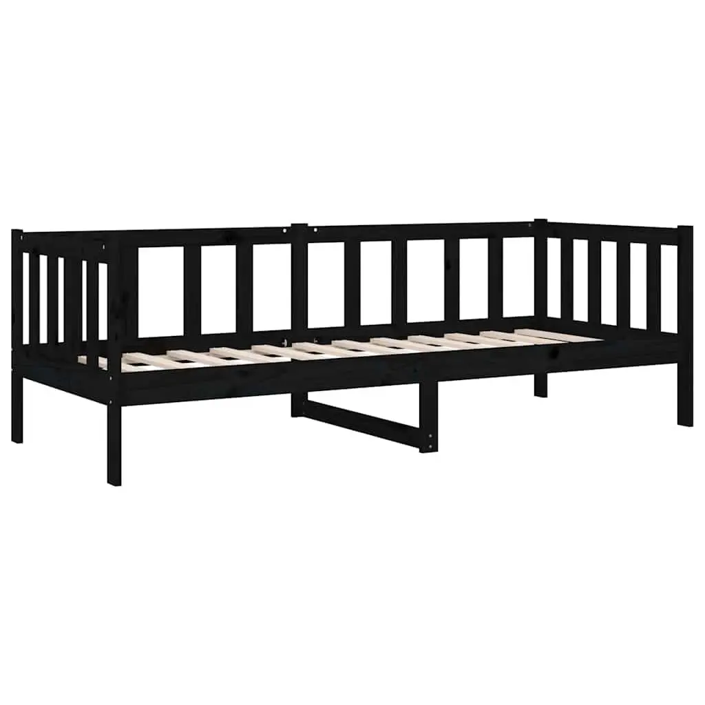 Day Bed Solid Pine Wood Frame Black 90x190cm Wooden Sofa Bed Slatted Base