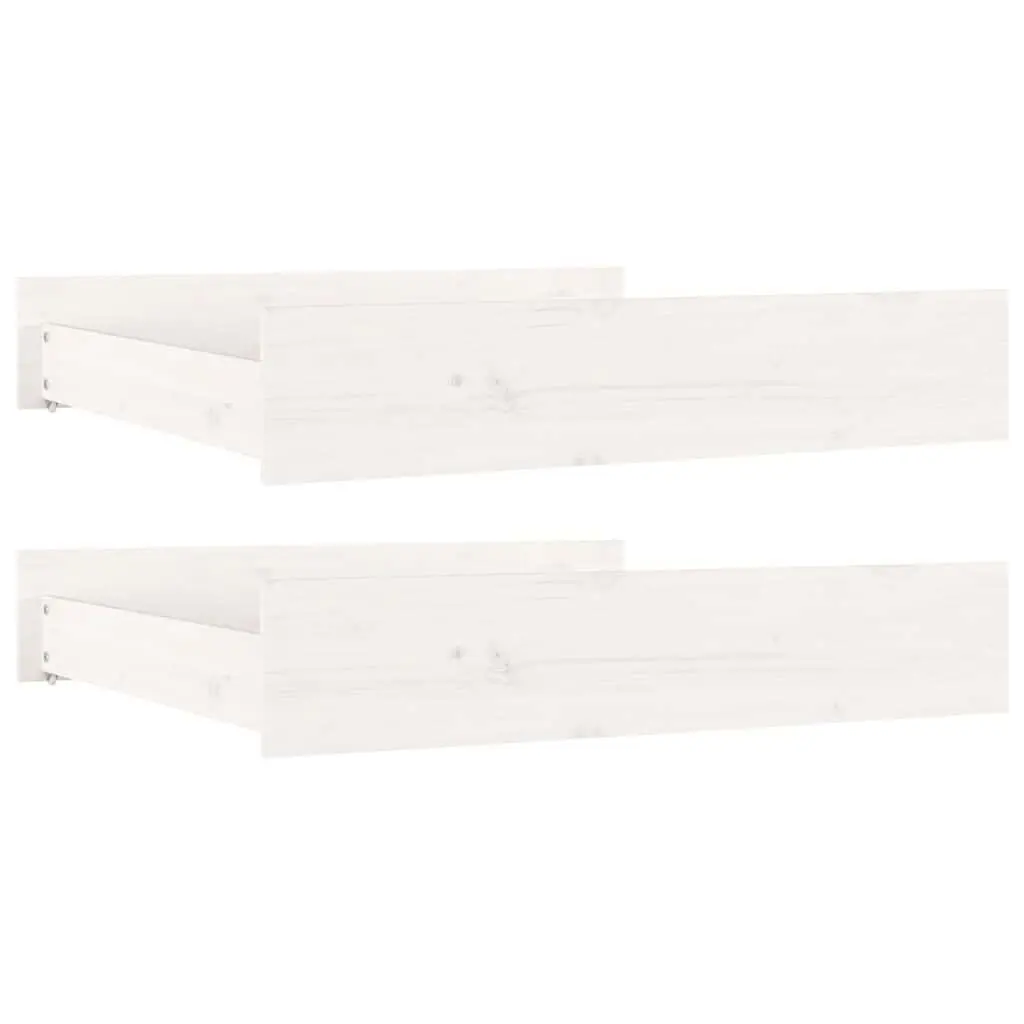 Under Bed Storage Drawers Solid Pine Wood White 2 Piece with Wheels