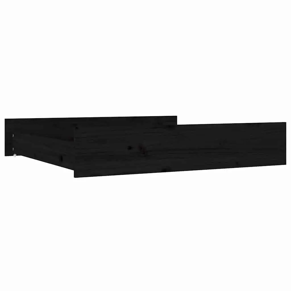 Under Bed Storage Drawers Solid Pine Wood Black 2 Piece