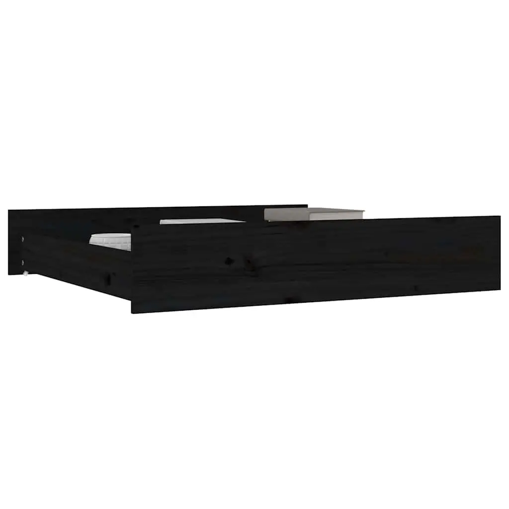 Under Bed Storage Drawers Solid Pine Wood Black 2 Piece