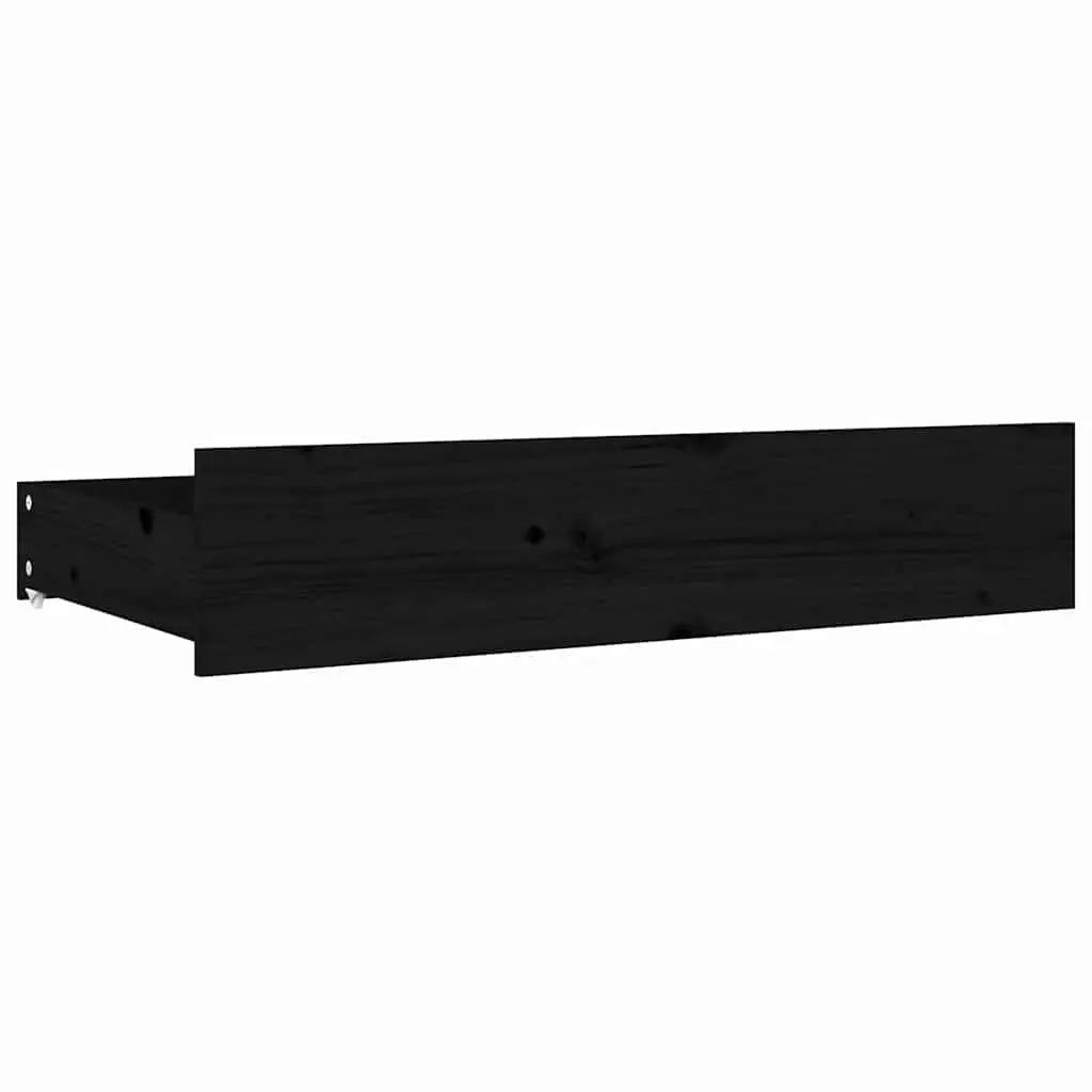 Under Bed Storage Drawers Solid Pine Wood 4 Piece Black