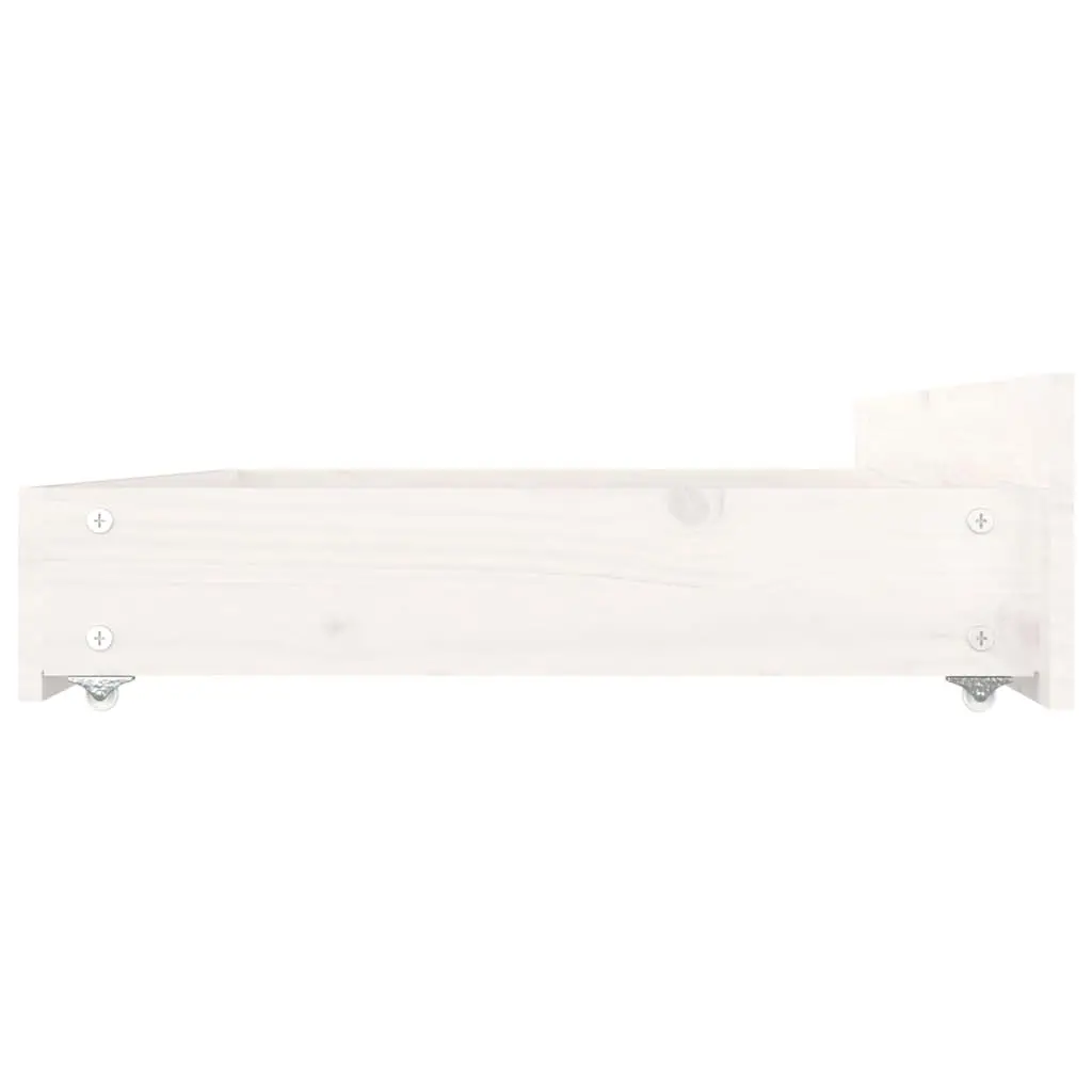 Under Bed Storage Drawers Solid Pine Wood White 4 Pieces