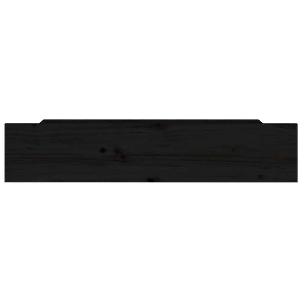 Under Bed Storage Drawers 4 Set Black Solid Pine Wood Bedroom Furniture