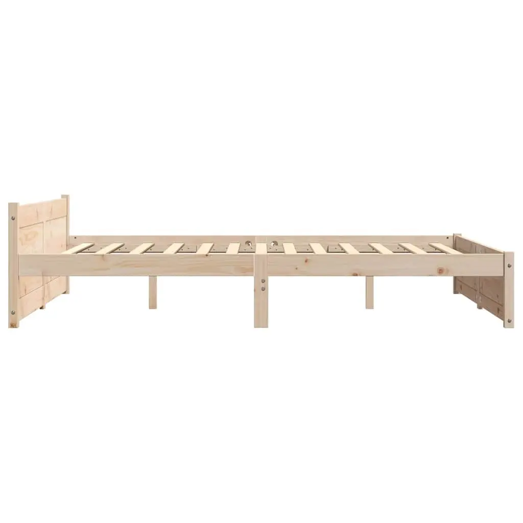 Solid Wood Bed Frame Slatted Base 135x190cm Brown Pine Wood