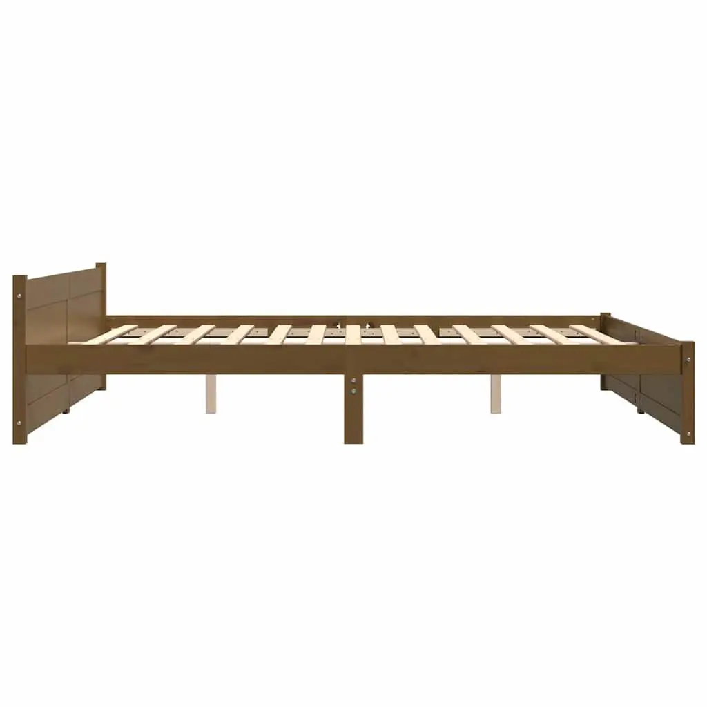 King Bed Frame 183x203cm Solid Wood Wooden Bedroom Furniture Honey Brown No