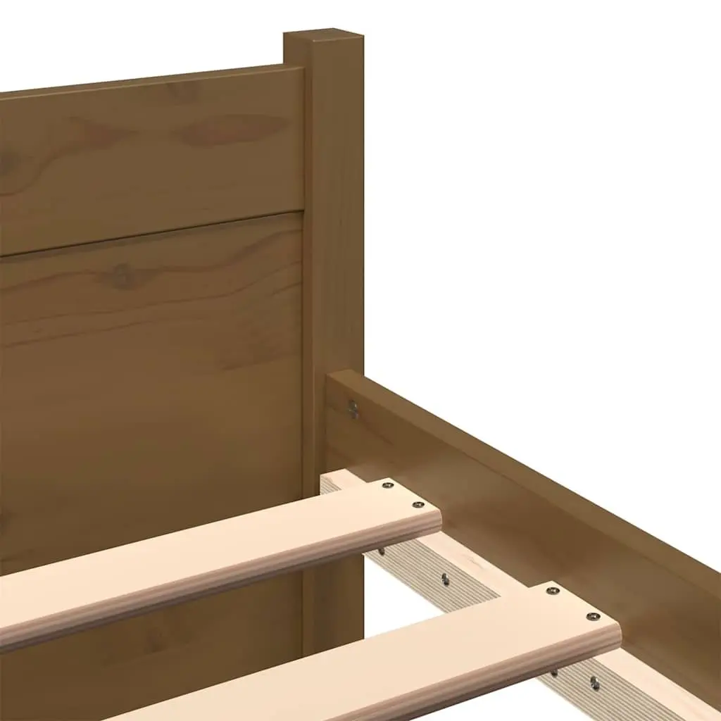 King Bed Frame 183x203cm Solid Wood Wooden Bedroom Furniture Honey Brown No