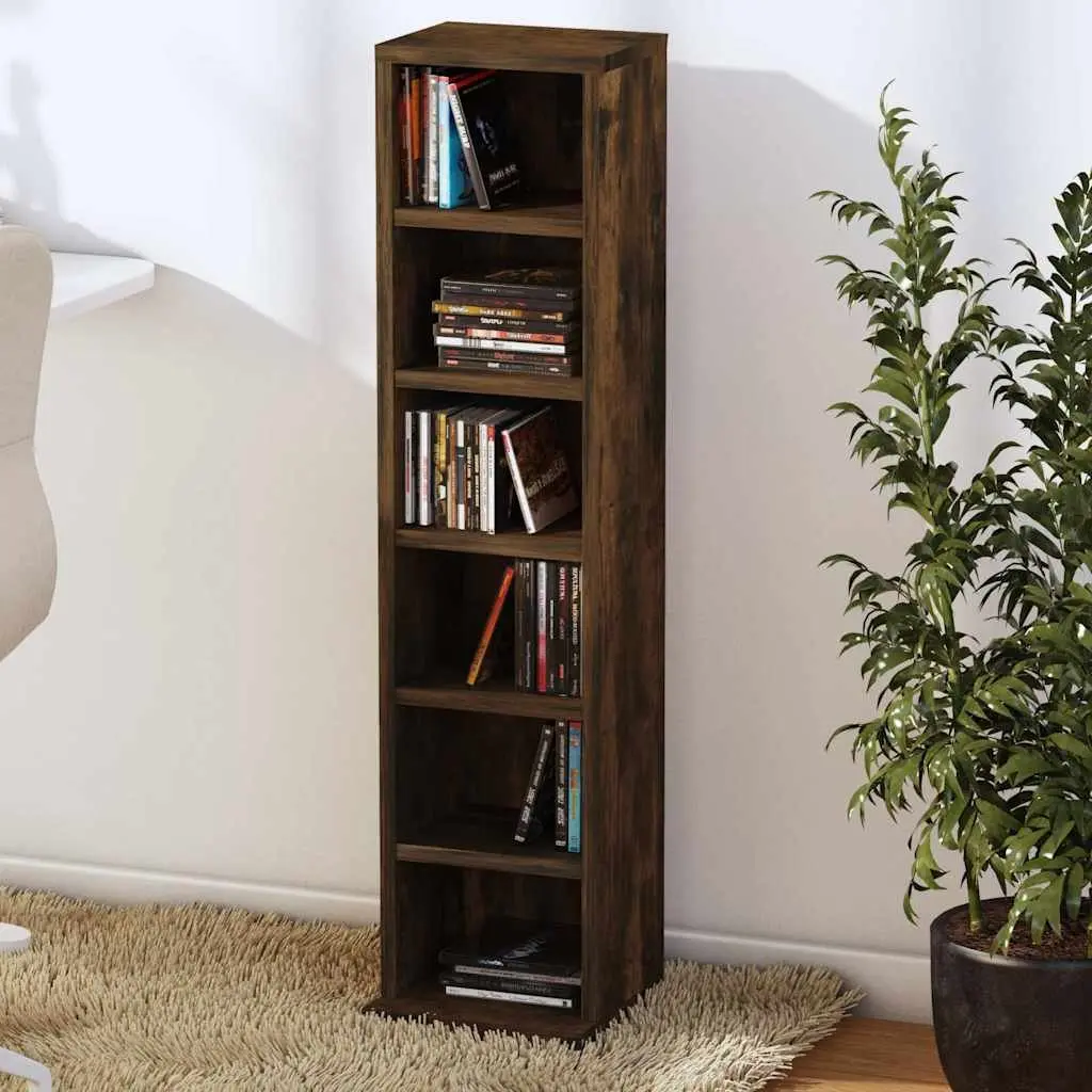Storage Cabinet Engineered Wood Smoked Oak 21x20x88cm Media Organiser