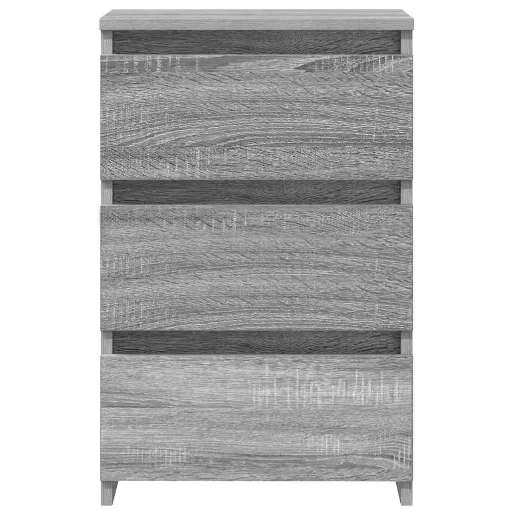 Bedside Tables Engineered Wood 2 Piece Grey Sonoma with 3 Drawer Storage