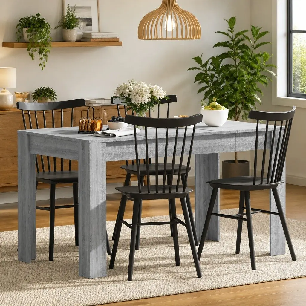 Dining Table Engineered Wood 140 x 74.5 x 76 cm Grey