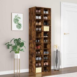 Smoked Oak Shoe Cabinet for Home Organization
