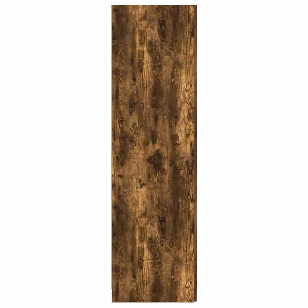 Smoked Oak Wardrobe Cupboard Engineered Wood 80x52x180 cm Storage Cabinet with Two Doors and Internal Hanging Rod
