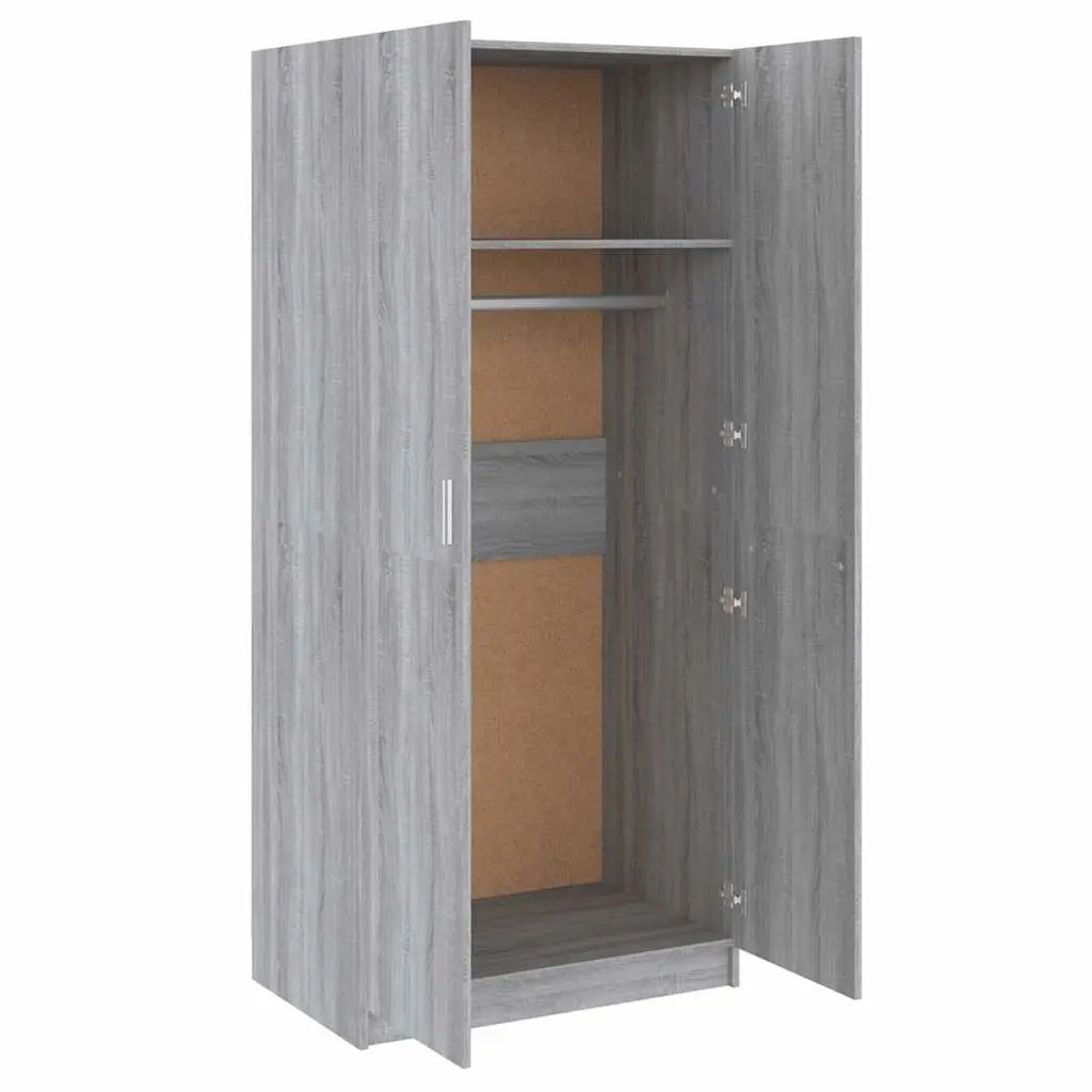Grey Storage Wardrobe with Hanging Rod